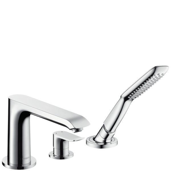 hansgrohe 3-Loch Wannenarmatur Metris F-Set chrom Wannenrandmontage