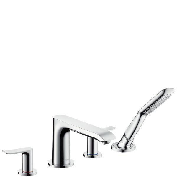 hansgrohe 4-Loch Wannenarmatur Metris F-Set chrom Wannenrandmontage