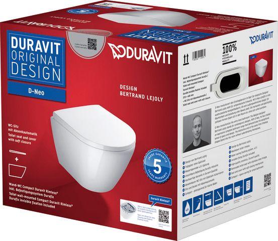 Duravit WC-Set wandhängend D-Neo 480 mm rimless Sitz mit Absenkautomatik