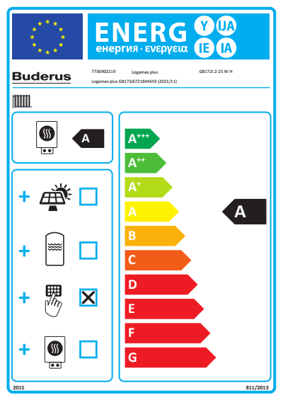 Buderus Gas-Brennwert Logaplus-Paket W22 GB172i.2 25 kW H-Gas Speicher SH290 RS Bedieneinheit BC400