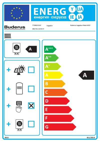 Buderus Gas-Brennwert Logaplus-Paket W22 GB172i.2 20 kW H-Gas Speicher S120 Bedieneinheit BC400