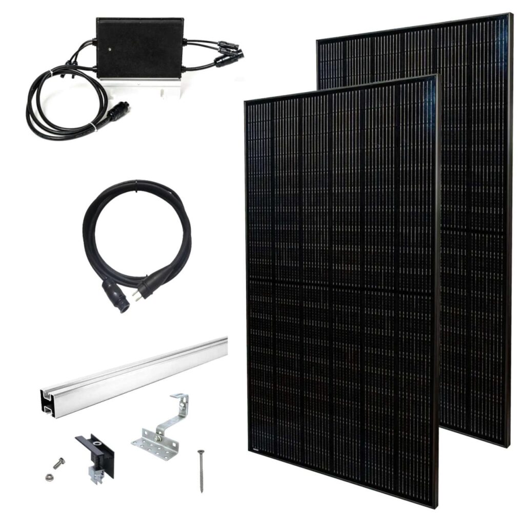 Priwatt Balkonkraftwerk priRoof Duo Paket 2x 375 Wp/600 W Solaranlage Schrägdach inkl. 10 m Anschlusskabel, Wechselrichter Hoymiles