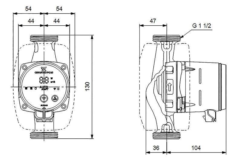 Grundfos Hocheffizienz-Umwälzpumpe Alpha3 25-80 130 mm inkl. Wärmedämmschale