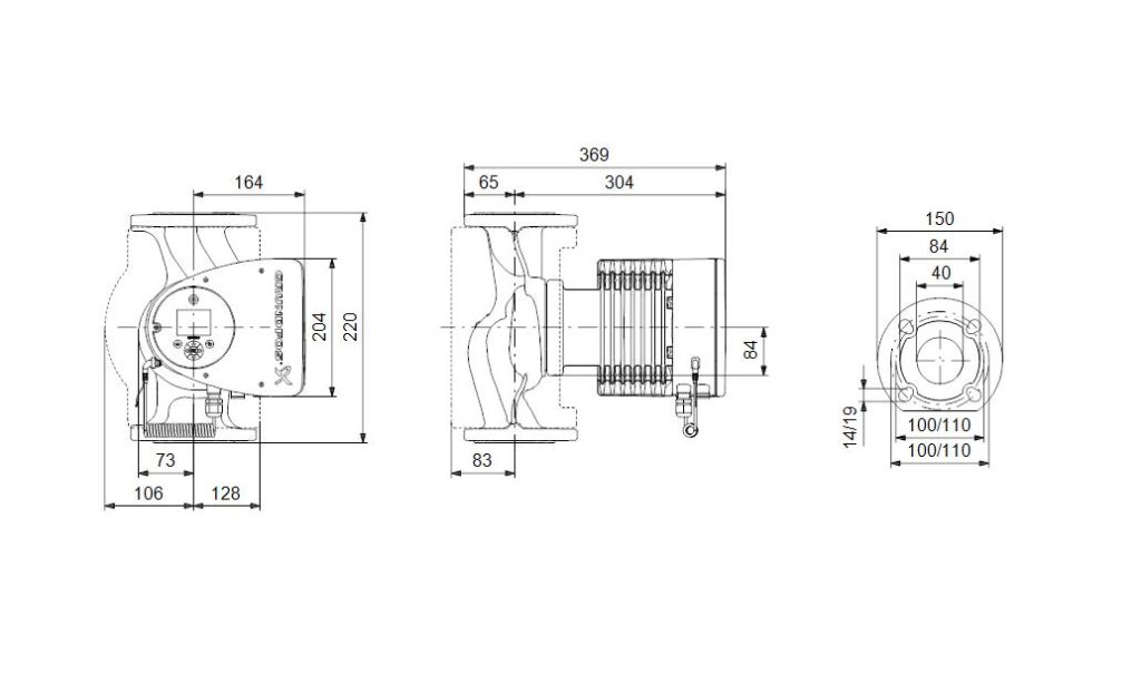 Grundfos Hocheffizienz-Umwälzpumpe Magna3 F 40-100 220 mm 97924648