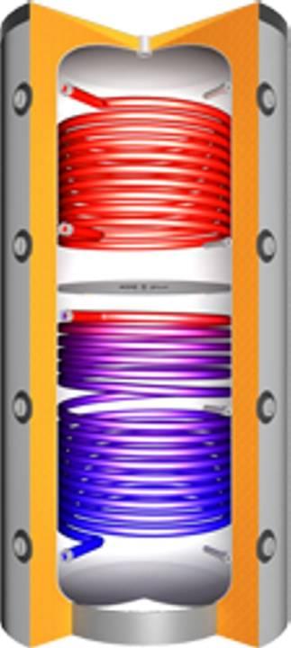 Juratherm Hochleistungs-Pufferspeicher mit Schichtentrennblech und 2 Wärmetauschern JPSRR 1250
