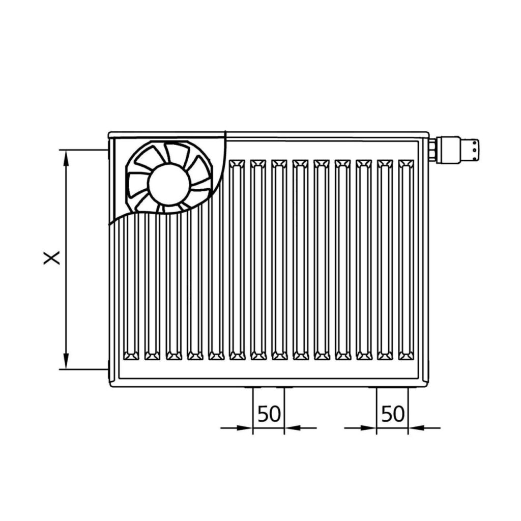 Kermi x-flair Profil-Vplus Wärmepumpen-Heizkörper Typ 22 600x1200x100 mm links 870 Watt