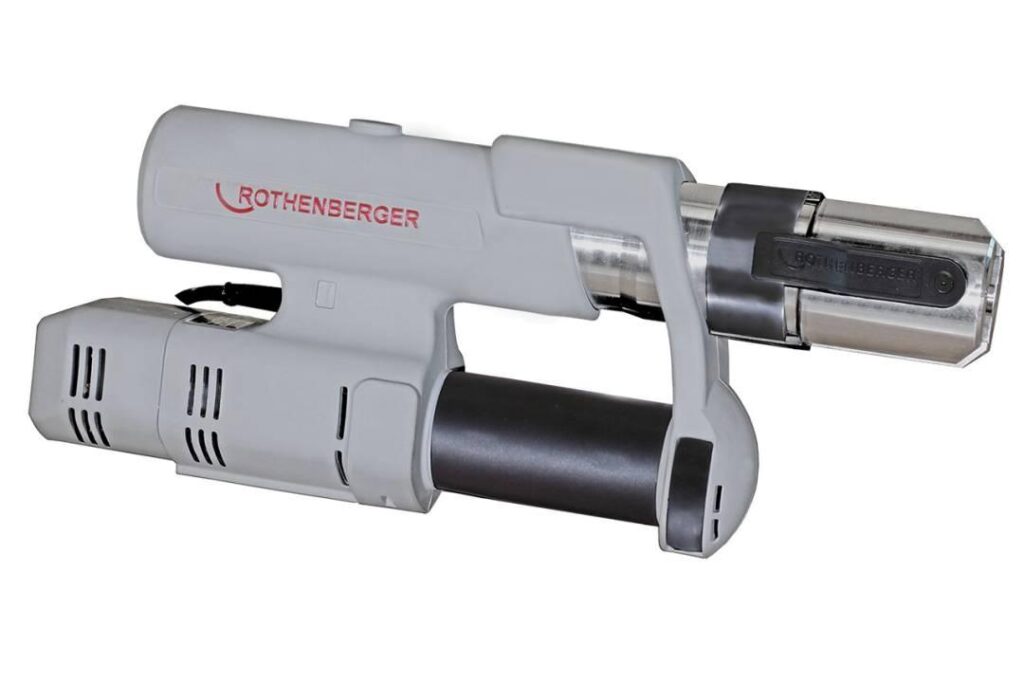 Rothenberger elektrohydraulische Fitting – Pressmaschine ROMAX AC ECO, Set mit Pressbacken Kontur "TH"