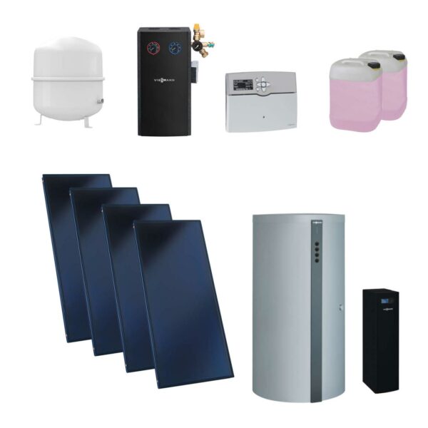 Viessmann Flachkollektor Solar-Paket Vitosol 200-FM SH2F 10,04 m² mit Vitocell 140-E 750L Kombispeicher Modul Vitosolic 200 SD4