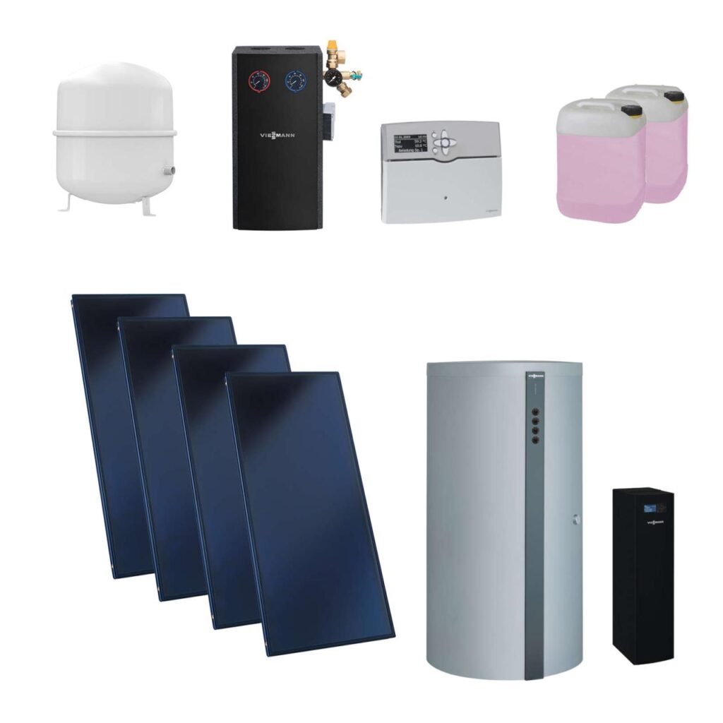 Viessmann Flachkollektor Solar-Paket Vitosol 200-FM SH2F 10,04 m² mit Vitocell 160-E 750L Kombispeicher Modul Vitosolic 200 SD4