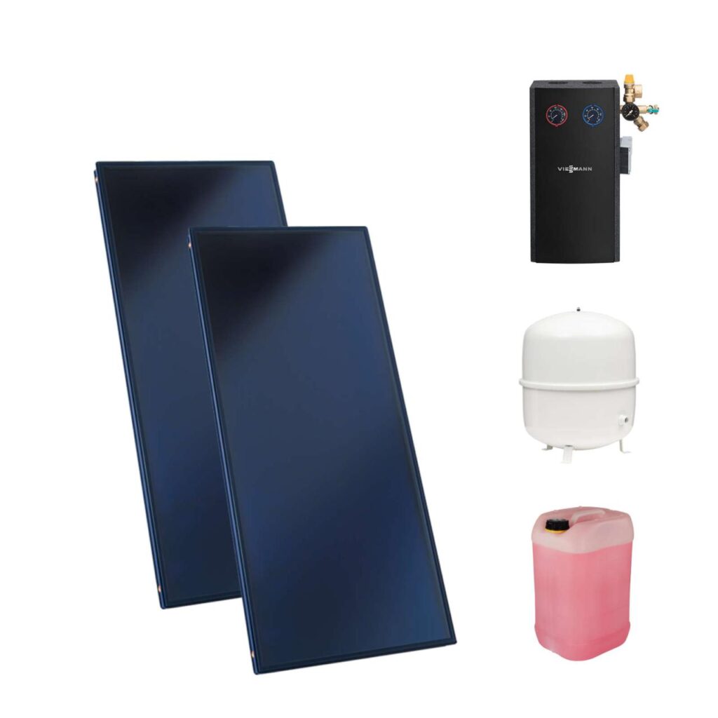 Viessmann Flachkollektor Solar-Paket Vitosol 200-FM SH2F 4,6 m² mit Solarmodul Divicon PS10 SM1A und Ausdehnungsgefäß 25L