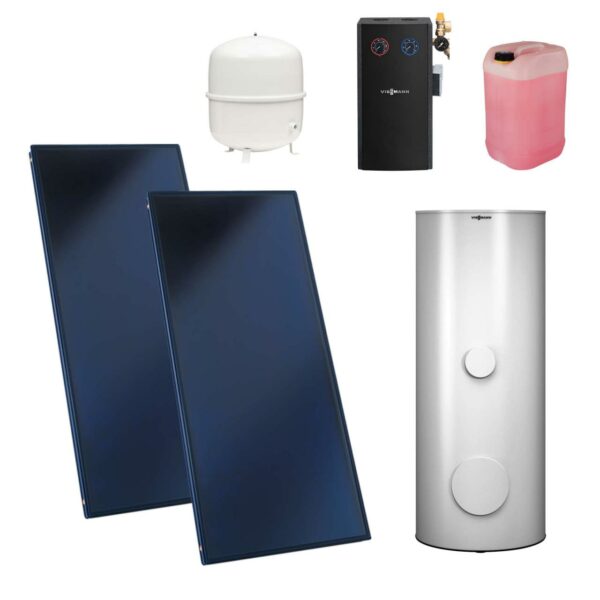 Viessmann Flachkollektor Solar-Paket Vitosol 200-FM SH2F 4,6 m² mit Speicher Vitocell 100-B CVB 400L vitosilber Divicon PS10 SM1