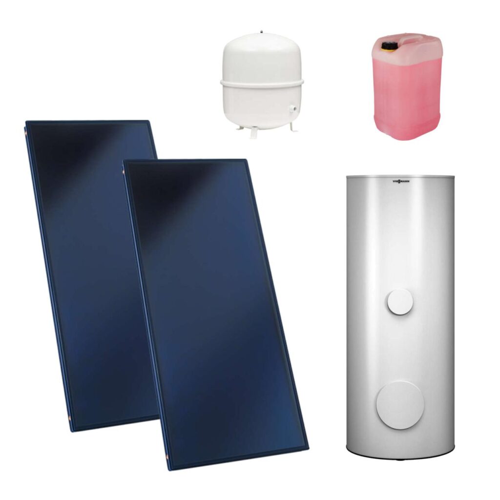 Viessmann Flachkollektor Solar-Paket Vitosol 200-FM SH2F 4,6 m² mit Speicher Vitocell 100-B CVUB 300L vitosilber Divicon PS10 SM1