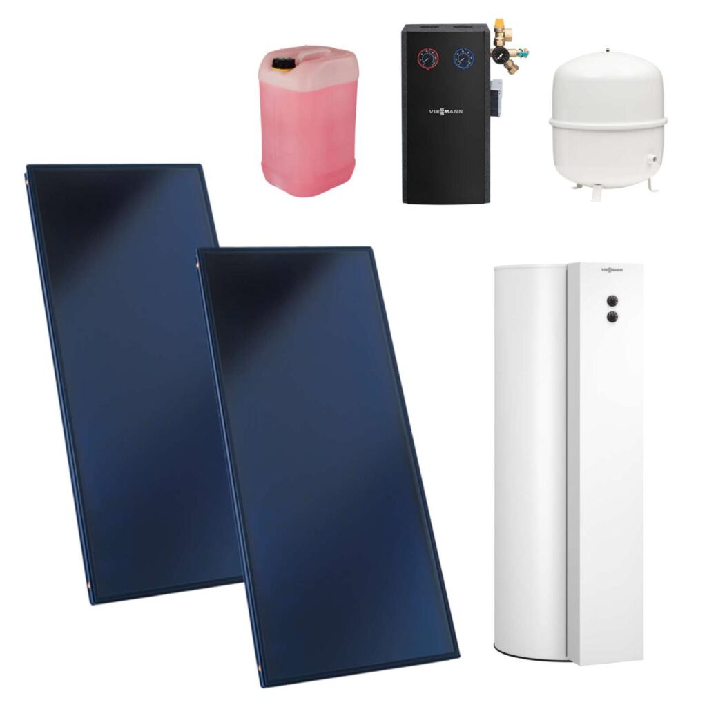 Viessmann Flachkollektor Solar-Paket Vitosol 200-FM SH2F 4,6 m² mit Warmwasserspeicher Vitocell 100-W CVB 400L vitopearlwhite Modul Divicon PS10 SD1