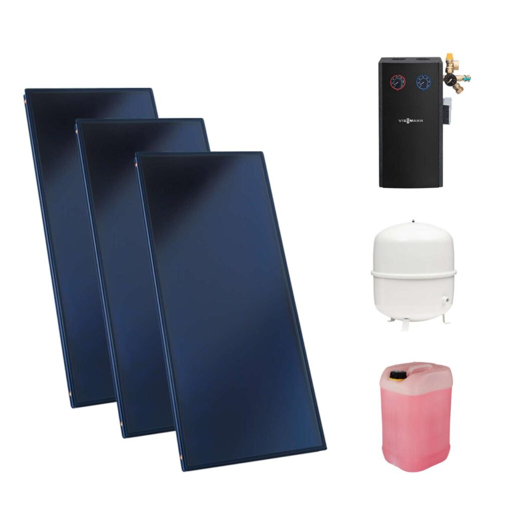 Viessmann Flachkollektor Solar-Paket Vitosol 200-FM SH2F 6,9 m² mit Solarmodul Divicon PS10 SM1A und Ausdehnungsgefäß 40L