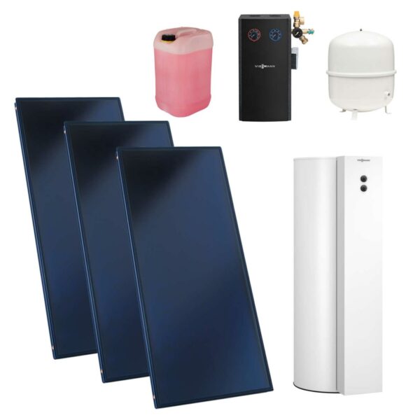 Viessmann Flachkollektor Solar-Paket Vitosol 200-FM SH2F 6,9 m² mit Warmwasserspeicher Vitocell 100-B CVB 500L vitopearlwhite Modul Divicon PS10 SD1