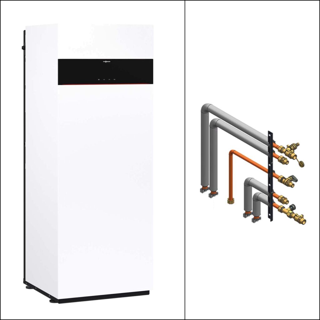 Viessmann Gas-Brennwert Kompaktgerät Vitodens 222-F B2SF 11 kW 7" Display mit Aufbau-Kit mit Anbausatz seitlich AP VD