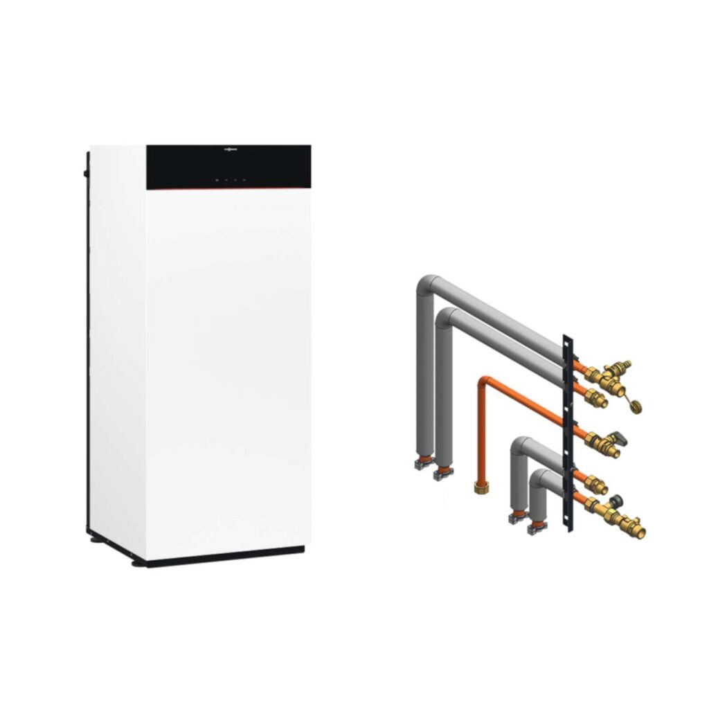 Viessmann Paket Vitodens 222-F B2TF Gas-Brennwert Kompaktgerät 11 kW Aufputz mit Anbausatz seitlich