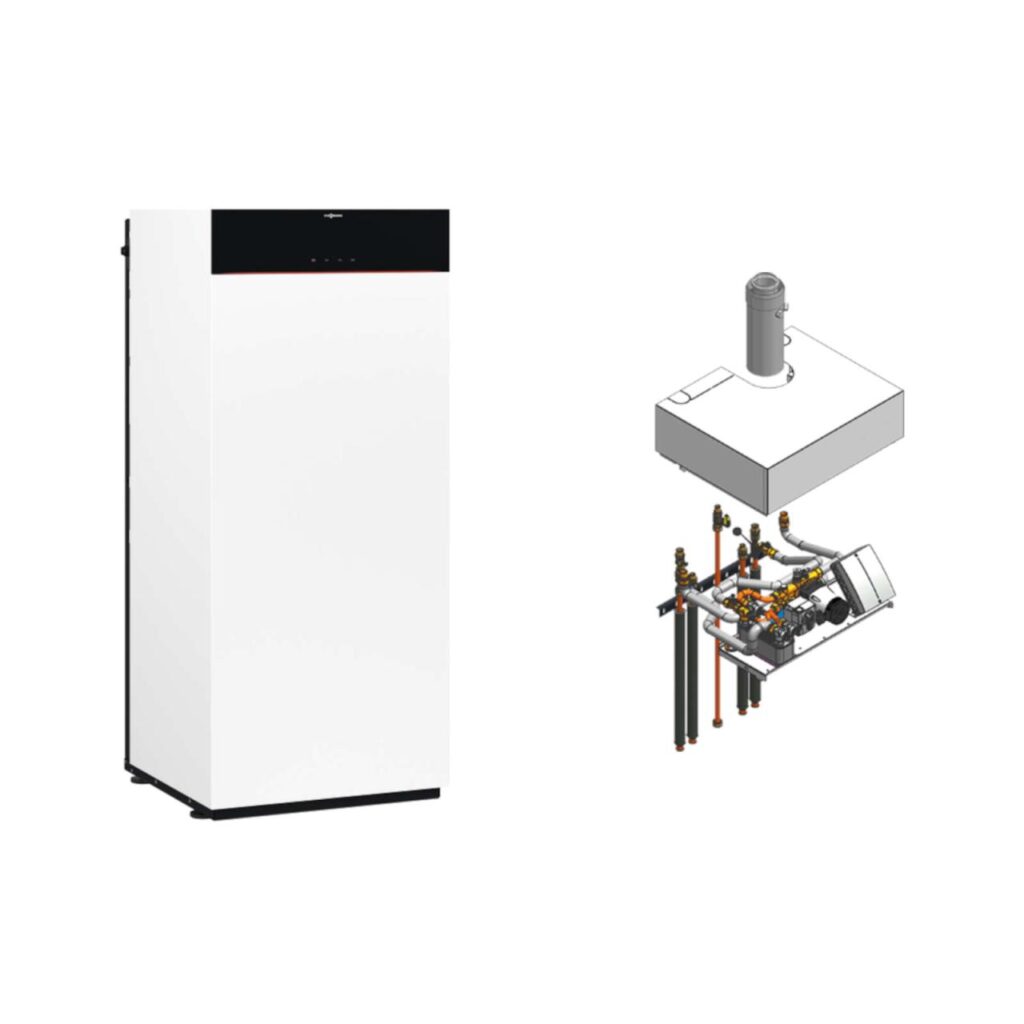 Viessmann Paket Vitodens 222-F B2TF Gas-Brennwert Kompaktgerät 19 kW Aufputz mit Aufbau-Kit und Mischer