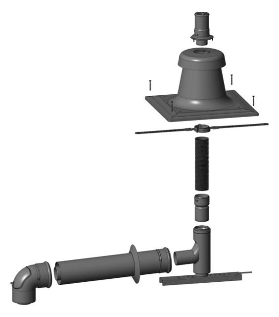 Wolf Anschluss-Set DN60/100 – C93x DN60 flexibel im Schacht, Abdeckung Edelstahl