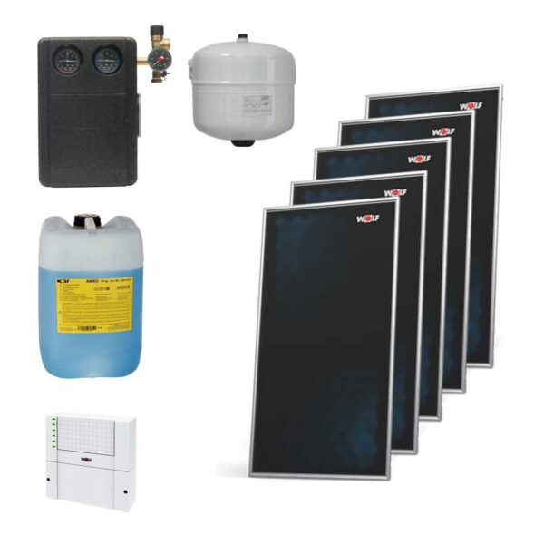 Wolf Paket 5 Flachkollektoren TopSon F3-1 Aufdach mit Solarmodul SM1-2